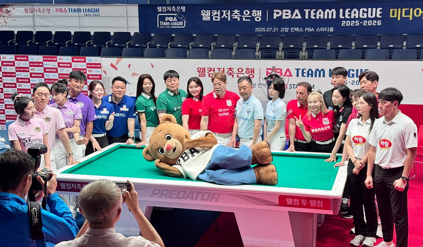 당구치는 곰돌이 ‘빌리베어’…프로당구 PBA, 공식 캐릭터 공개 [쿠키 현장]